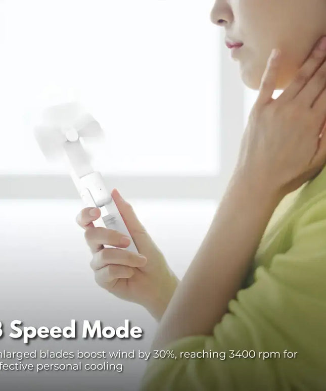 GOMINIMO USB Rechargeable Portable Handheld Fan with 3 Speed(White) GO-HF-100-XHT - Appliances > Fans