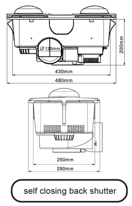 Ultra 2 White Bathroom Heater Exhaust Fan LED Light 3 in 1