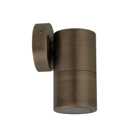 GU10 Exterior Single Fixed Wall Pillar Light Antique Brass IP65 - PG1FBR-Exterior Wall Lights-CLA Lighting