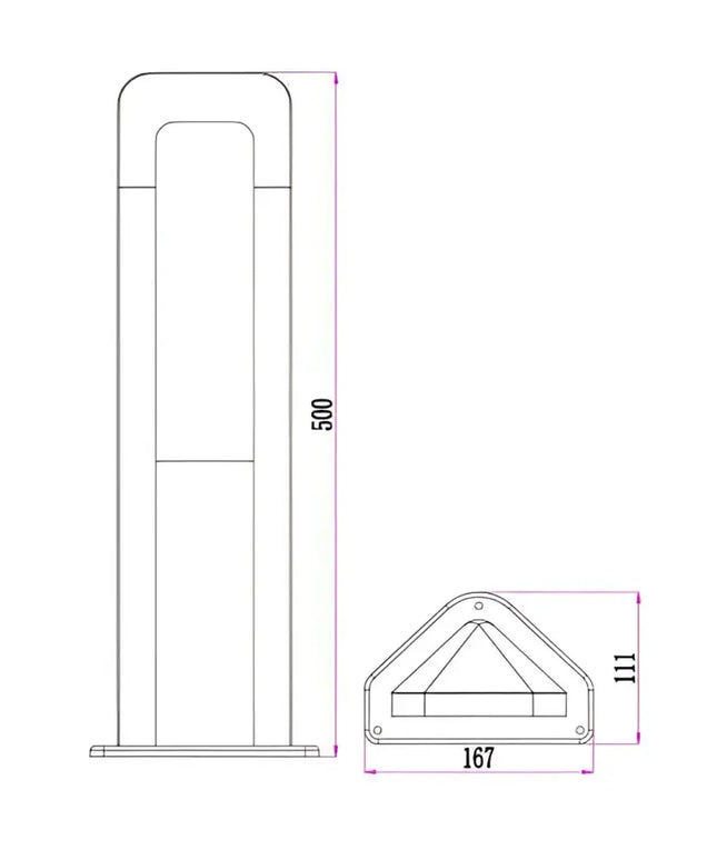 HATHOR Exterior LED Bollard Dark Grey 13W 3000K IP54 500mm - HATHOR2-Bollard Lights-CLA Lighting
