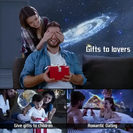 High-Definition Focusable Starry Galaxy Projector Lamp - Creative Bedroom Mood Light with 13 Film Slides (Black &