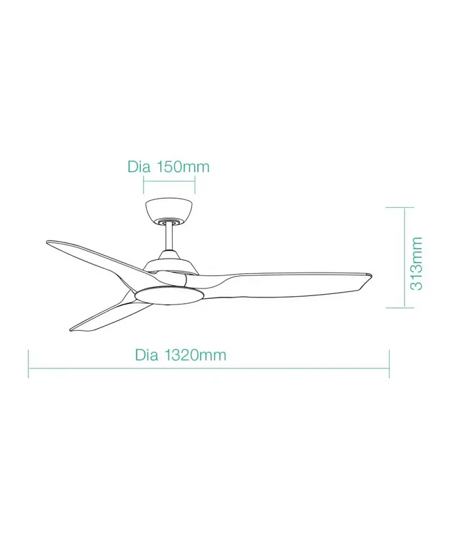 Martec Impact 52’’ DC Smart Ceiling Fan With WIFI Remote Control | Black - Appliances > Fans > Ceiling Fans