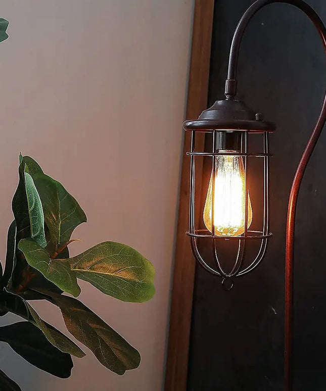 Industrial Floor Lamp with Adjustable Cage Shade Rustic Brushed in Bronze Finish-Home & Garden > Lighting-Koala Lamps and Lighting