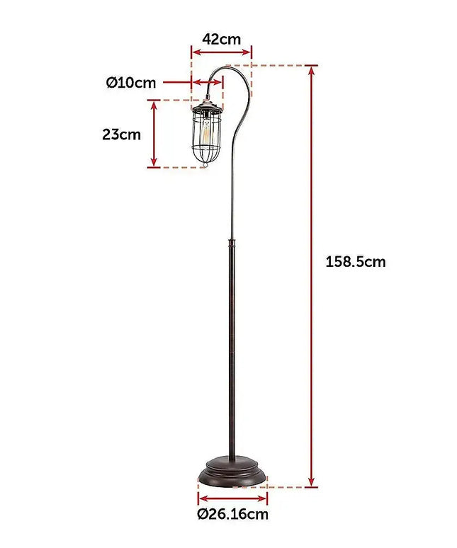 Industrial Floor Lamp with Adjustable Cage Shade Rustic Brushed in Bronze Finish-Home & Garden > Lighting-Koala Lamps and Lighting