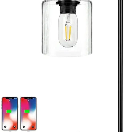 Industrial Table Lamp with 2 USB Port for Bedside Nightstand Desk and Living Room Office (Bulb not Included)-Home & Garden > Lighting-Dropli