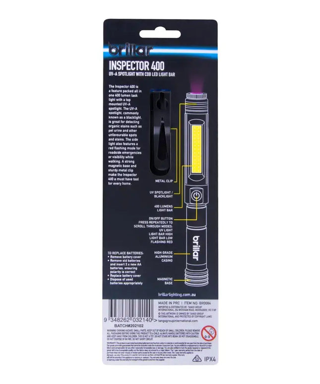 Inspector - 400 Lumen UV Battery Spotlight-Flashlights-Brillar