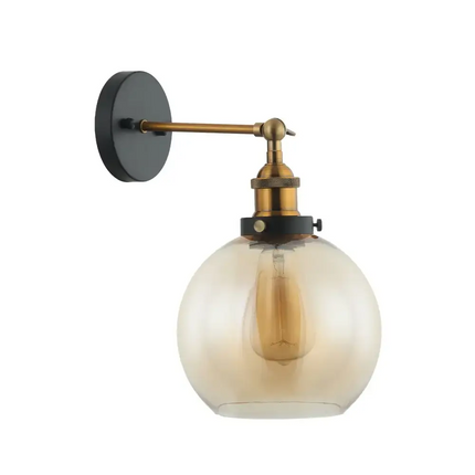 Interior Amber Wine Glass Shape With Antique Brass Highlight 1 Light Wall Light - PESINI3W-Wall Sconce-CLA Lighting