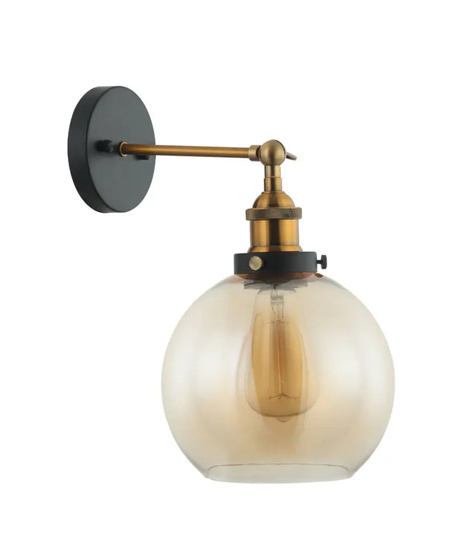 Interior Amber Wine Glass Shape With Antique Brass Highlight 1 Light Wall Light - PESINI3W-Wall Sconce-CLA Lighting
