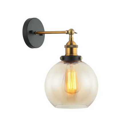 Interior Amber Wine Glass Shape With Antique Brass Highlight 1 Light Wall Light - PESINI3W-Wall Sconce-CLA Lighting