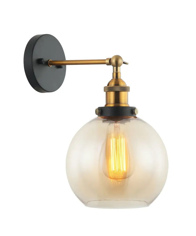 Interior Amber Wine Glass Shape With Antique Brass Highlight 1 Light Wall Light - PESINI3W-Wall Sconce-CLA Lighting