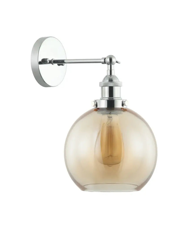 Interior Amber Wine Glass Shape With Chrome Highlight 1 Light Wall Light - PESINI6W-Wall Sconce-CLA Lighting