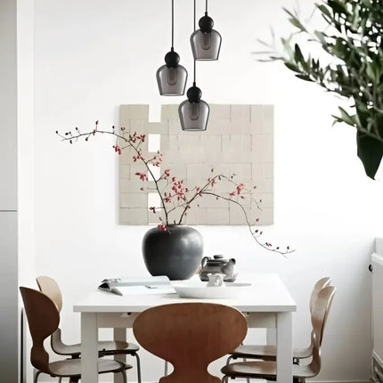 Interior Black Smoke Ellipse Glass Shape 3 Light Cluster Pendant - CHAMPAN2X3R-Cluster Pendants-CLA Lighting