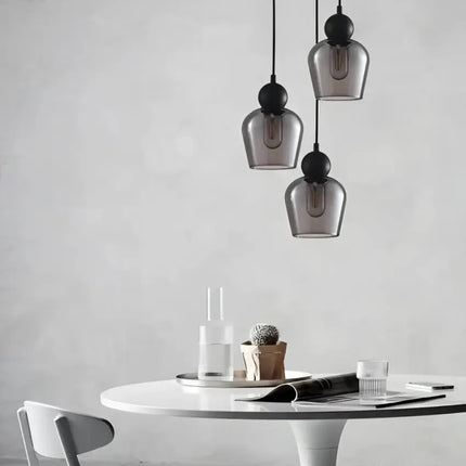 Interior Black Smoke Ellipse Glass Shape 3 Light Cluster Pendant - CHAMPAN2X3R-Cluster Pendants-CLA Lighting