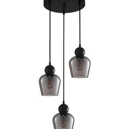 Interior Black Smoke Ellipse Glass Shape 3 Light Cluster Pendant - CHAMPAN2X3R-Cluster Pendants-CLA Lighting