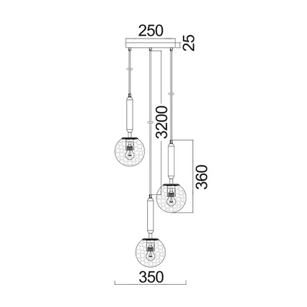Interior Black Smoke Spherical Glass Shape 3 Light Cluster Pendant - TRATTINO2X3R-Cluster Pendants-CLA Lighting