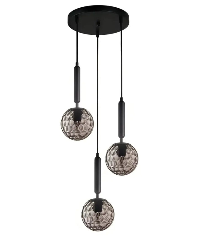 Interior Black Smoke Spherical Glass Shape 3 Light Cluster Pendant - TRATTINO2X3R-Cluster Pendants-CLA Lighting
