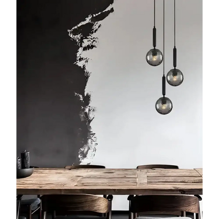 Interior Black Smoke Spherical Glass Shape 3 Light Cluster Pendant - TRATTINO2X3R-Cluster Pendants-CLA Lighting