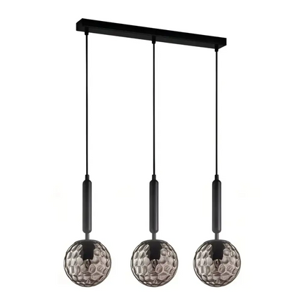 Interior Black Smoke Spherical Glass Shape 3 Light Island Pendant - TRATTINO2X3S-Island Pendant Lights-CLA Lighting