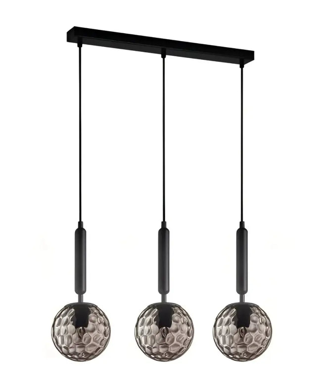 Interior Black Smoke Spherical Glass Shape 3 Light Island Pendant - TRATTINO2X3S-Island Pendant Lights-CLA Lighting