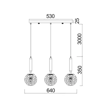 Interior Black Smoke Spherical Glass Shape 3 Light Island Pendant - TRATTINO2X3S-Island Pendant Lights-CLA Lighting