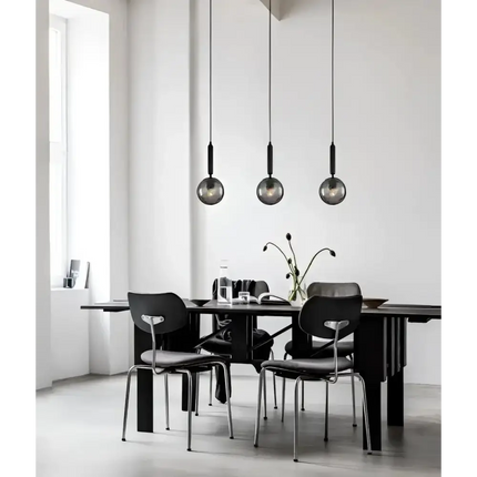 Interior Black Smoke Spherical Glass Shape 3 Light Island Pendant - TRATTINO2X3S-Island Pendant Lights-CLA Lighting