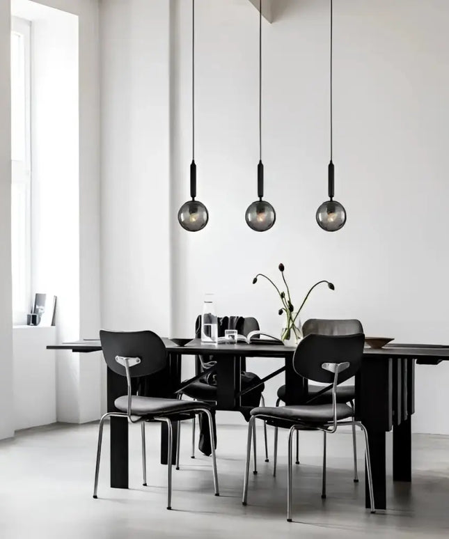Interior Black Smoke Spherical Glass Shape 3 Light Island Pendant - TRATTINO2X3S-Island Pendant Lights-CLA Lighting