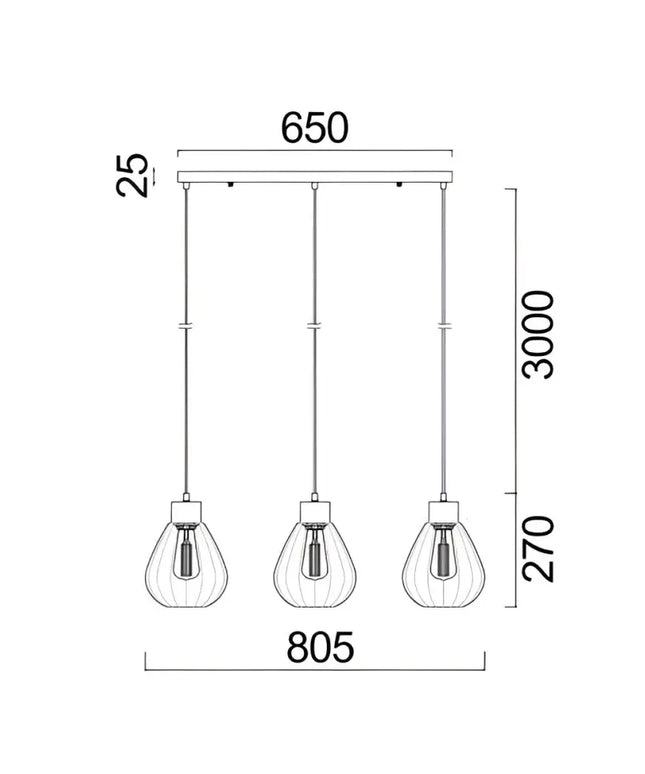 Interior Black Smoke Wine Glass Ribbed 3 Light Island Pendant - TULIP2X3S-Island Pendant Lights-CLA Lighting