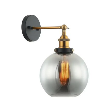 Interior Black Smoke Wine Glass Shape With Antique Brass Highlight 1 Light Wall Light - PESINI2W-Wall Sconce-CLA Lighting