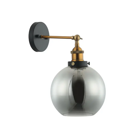 Interior Black Smoke Wine Glass Shape With Antique Brass Highlight 1 Light Wall Light - PESINI2W-Wall Sconce-CLA Lighting
