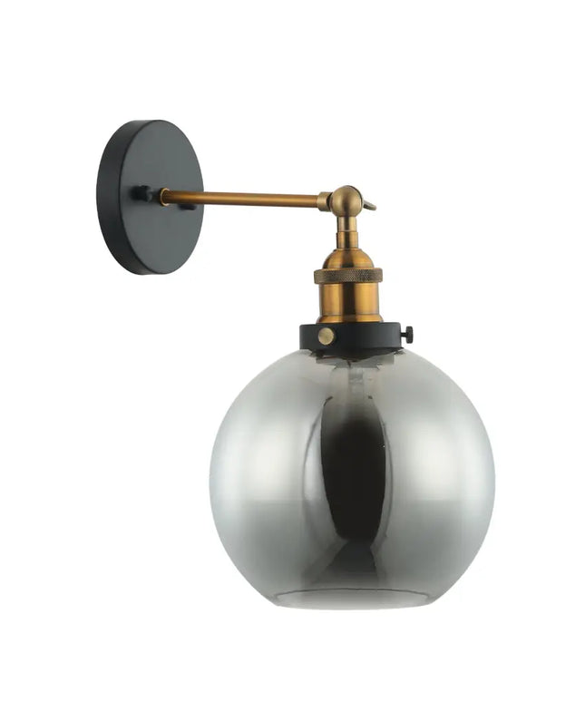 Interior Black Smoke Wine Glass Shape With Antique Brass Highlight 1 Light Wall Light - PESINI2W-Wall Sconce-CLA Lighting