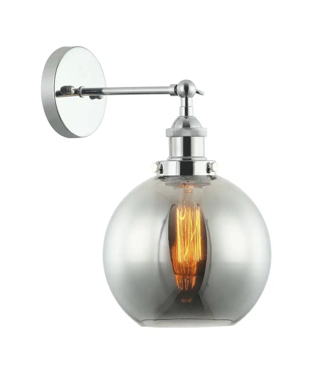 Interior Black Smoke Wine Glass Shape With Chrome Highlight 1 Light Wall Light - PESINI5W-Wall Sconce-CLA Lighting