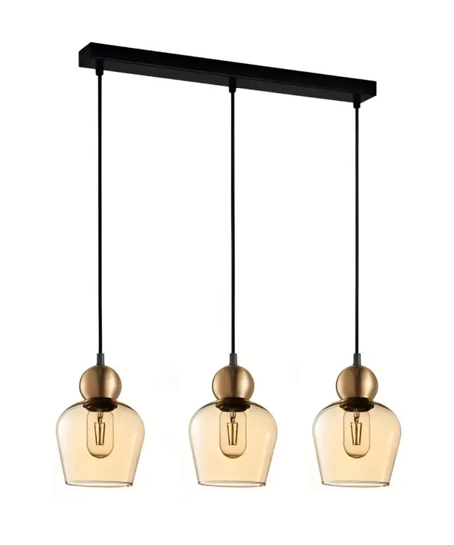 Interior Bronze Amber Ellipse Glass Shape 3 Light Island Pendant - CHAMPAN1X3S-Island Pendant Lights-CLA Lighting