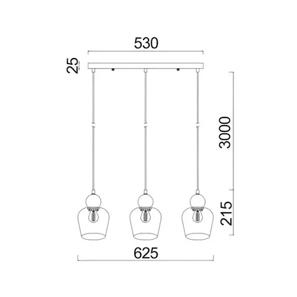 Interior Bronze Amber Ellipse Glass Shape 3 Light Island Pendant - CHAMPAN1X3S-Island Pendant Lights-CLA Lighting