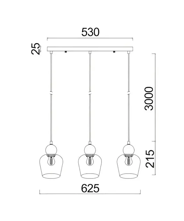 Interior Bronze Amber Ellipse Glass Shape 3 Light Island Pendant - CHAMPAN1X3S-Island Pendant Lights-CLA Lighting