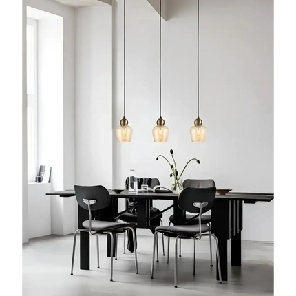 Interior Bronze Amber Ellipse Glass Shape 3 Light Island Pendant - CHAMPAN1X3S-Island Pendant Lights-CLA Lighting