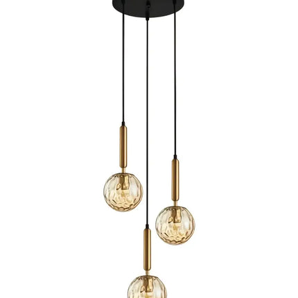 Interior Bronze Amber Spherical Glass Shape 3 Light Cluster Pendant - TRATTINO1X3R-Cluster Pendants-CLA Lighting