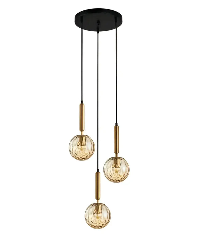 Interior Bronze Amber Spherical Glass Shape 3 Light Cluster Pendant - TRATTINO1X3R-Cluster Pendants-CLA Lighting