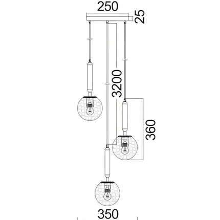 Interior Bronze Amber Spherical Glass Shape 3 Light Cluster Pendant - TRATTINO1X3R-Cluster Pendants-CLA Lighting