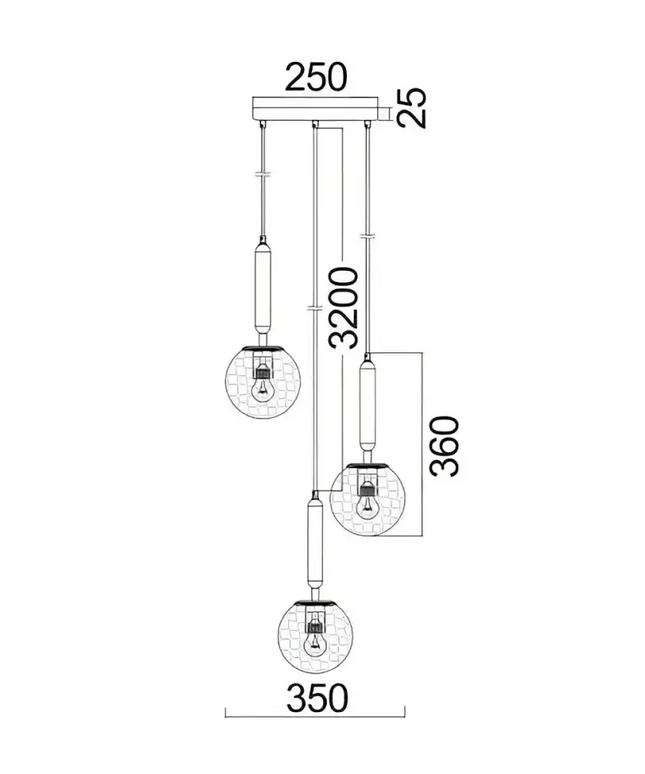 Interior Bronze Amber Spherical Glass Shape 3 Light Cluster Pendant - TRATTINO1X3R-Cluster Pendants-CLA Lighting