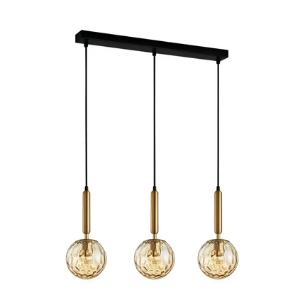 Interior Bronze Amber Spherical Glass Shape 3 Light Island Pendant - TRATTINO1X3S-Island Pendant Lights-CLA Lighting