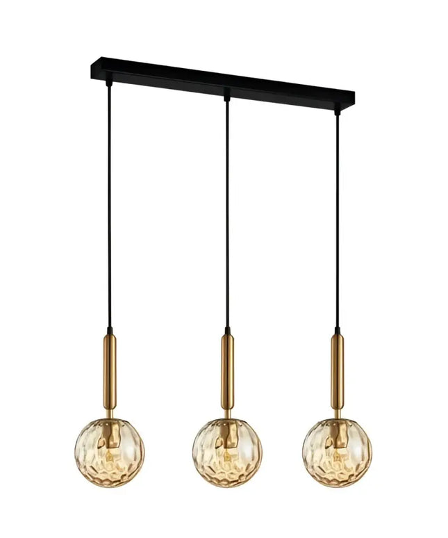 Interior Bronze Amber Spherical Glass Shape 3 Light Island Pendant - TRATTINO1X3S-Island Pendant Lights-CLA Lighting