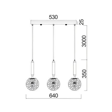 Interior Bronze Amber Spherical Glass Shape 3 Light Island Pendant - TRATTINO1X3S-Island Pendant Lights-CLA Lighting