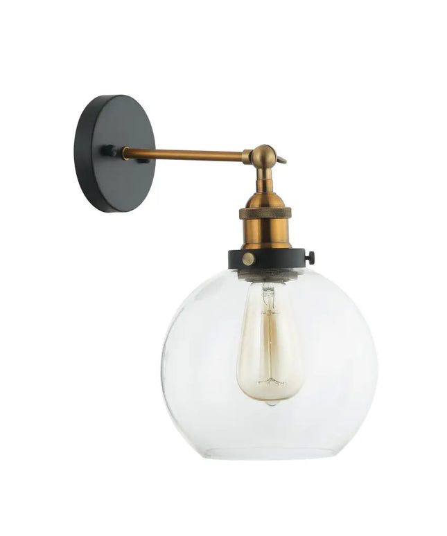 Interior Clear Wine Glass Shape With Antique Brass Highlight 1 Light Wall Light - PESINI1W-Wall Sconce-CLA Lighting