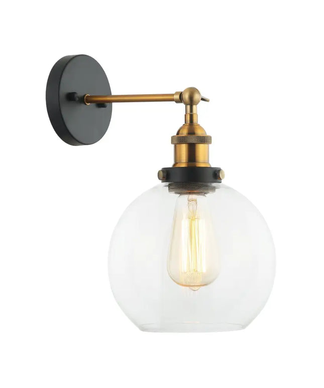 Interior Clear Wine Glass Shape With Antique Brass Highlight 1 Light Wall Light - PESINI1W-Wall Sconce-CLA Lighting
