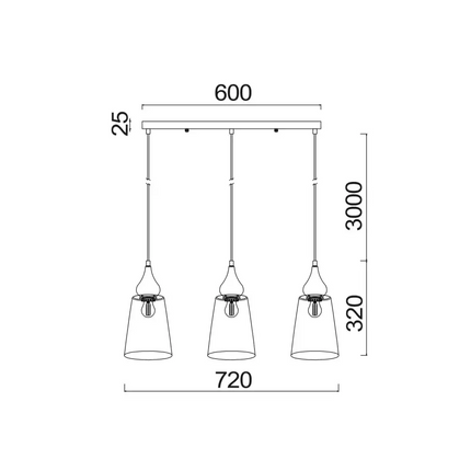 Interior Ellipse Glass Shape 3 Light Island Pendant Black Smoke - JEREZ2X3S-Island Pendant Lights-CLA Lighting