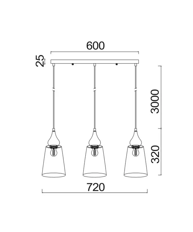 Interior Ellipse Glass Shape 3 Light Island Pendant Black Smoke - JEREZ2X3S-Island Pendant Lights-CLA Lighting