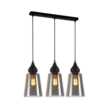 Interior Ellipse Glass Shape 3 Light Island Pendant Black Smoke - JEREZ2X3S-Island Pendant Lights-CLA Lighting