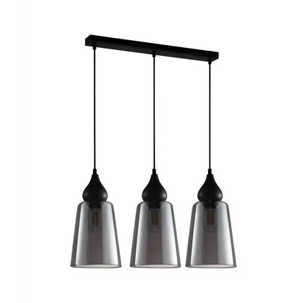 Interior Ellipse Glass Shape 3 Light Island Pendant Black Smoke - JEREZ2X3S-Island Pendant Lights-CLA Lighting