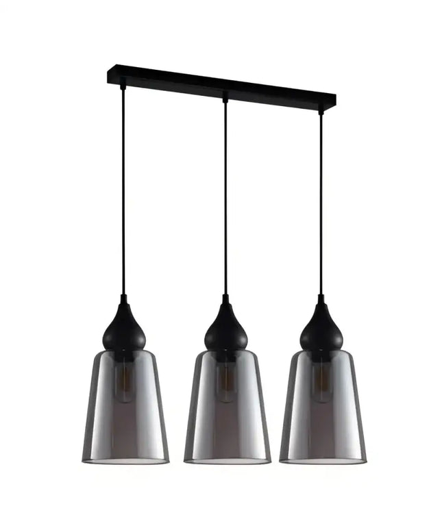 Interior Ellipse Glass Shape 3 Light Island Pendant Black Smoke - JEREZ2X3S-Island Pendant Lights-CLA Lighting