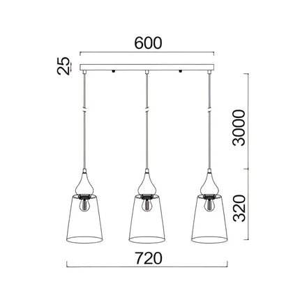 Interior Ellipse Glass Shape 3 Light Island Pendant Bronze Amber - JEREZ1X3S-Island Pendant Lights-CLA Lighting